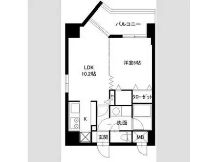 カルロ北目(1LDK/7階)の間取り写真