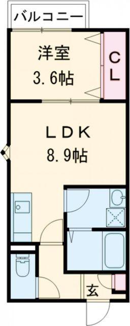 LECOCON弥富III(1LDK/1階)の間取り写真