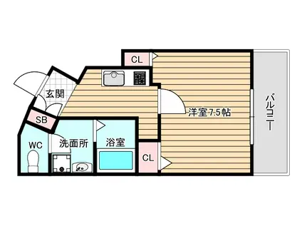 ユニバーサル海老江(1K/6階)の間取り写真