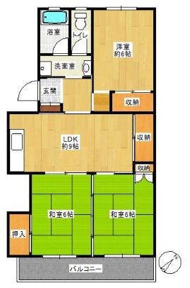 日佐第2ビル(3LDK/2階)の間取り写真