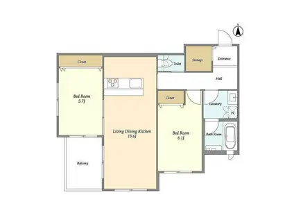 ADORABLEII(2LDK/2階)の間取り写真