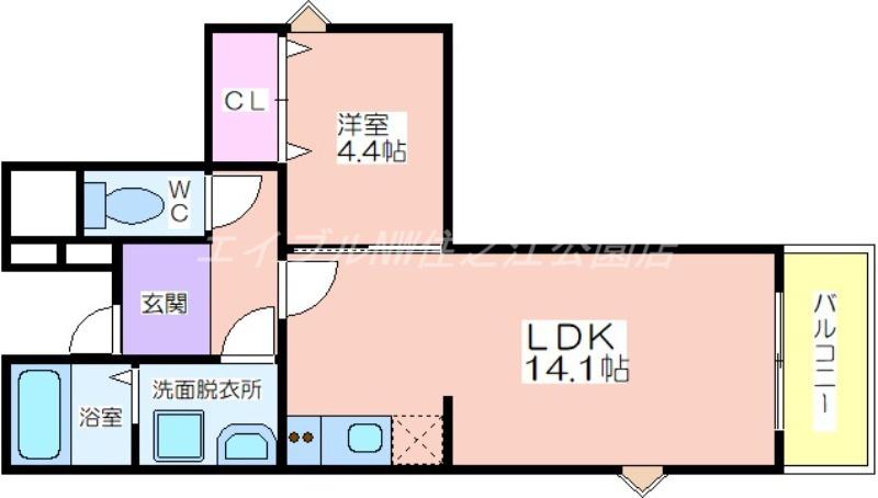 J-BRIGHT長居公園(1LDK/1階)の間取り写真