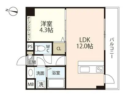 グランシャルム皆実町(1LDK/6階)の間取り写真