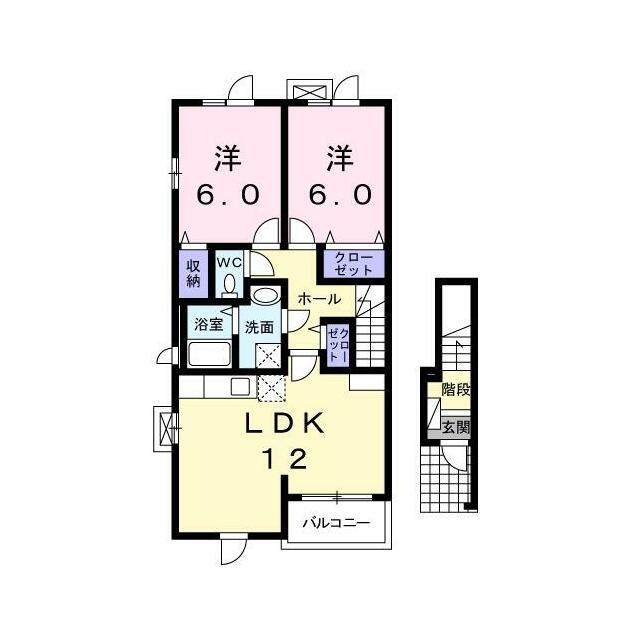 バロン アン(2LDK/2階)の間取り写真