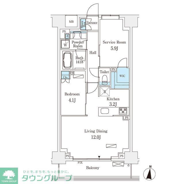 フロンティアレジデンス錦糸公園(1SLDK/2階)の間取り写真