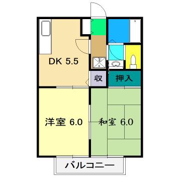 津ノ宮ガーデン(2DK/2階)の間取り写真