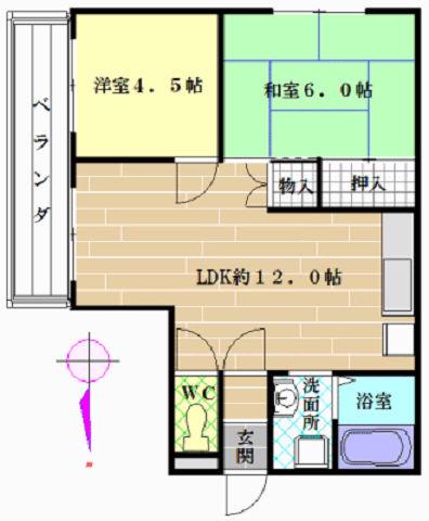 メゾンキューブ(2LDK/2階)の間取り写真