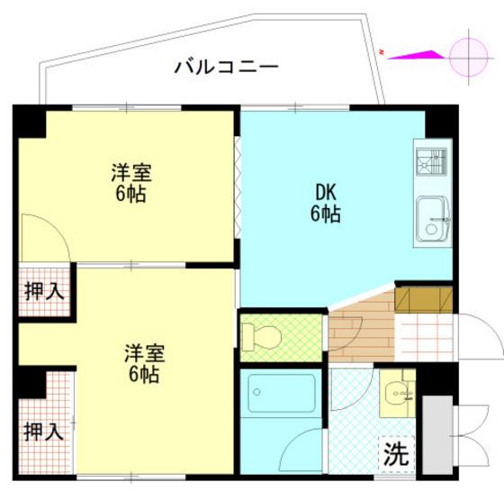 洋光ハイツ中山(2DK/4階)の間取り写真