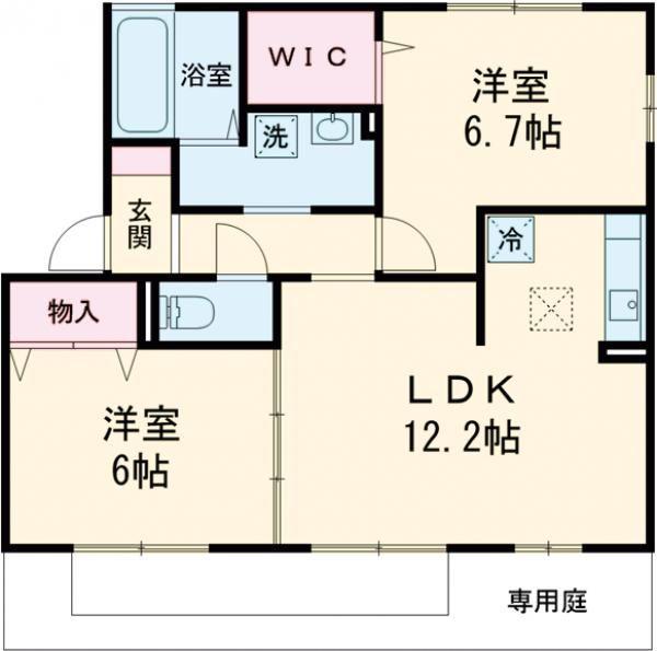 サンポーチ陽だまりA(2LDK/1階)の間取り写真