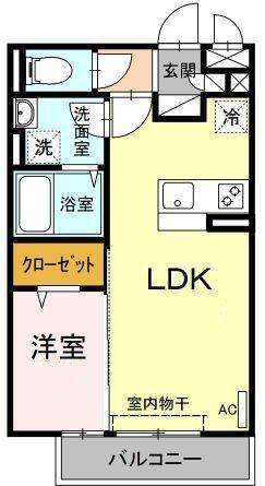 ディアコート幸町(1LDK/2階)の間取り写真