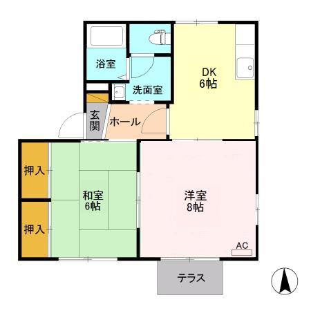 サンハイツS A(2DK/1階)の間取り写真