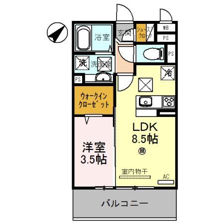 D-ROOM野崎(1LDK/1階)の間取り写真