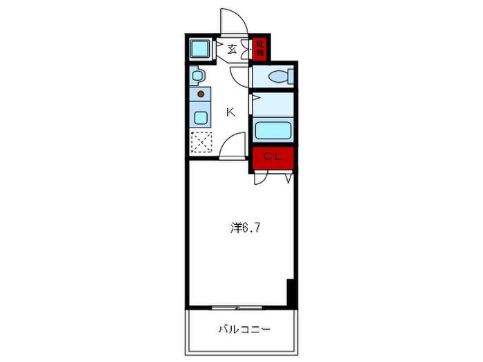 スワンズ神戸三宮イースト(1K/7階)の間取り写真