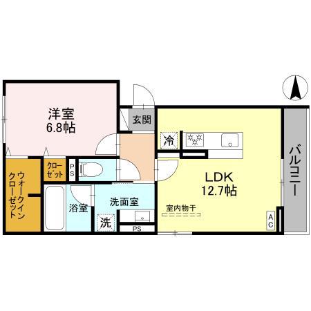 カームコート門戸(1LDK/3階)の間取り写真