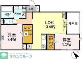 カーサ・セレナ(2LDK/1階)の間取り写真