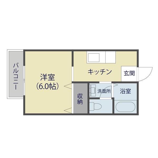 エスポワール宇原(1K/1階)の間取り写真