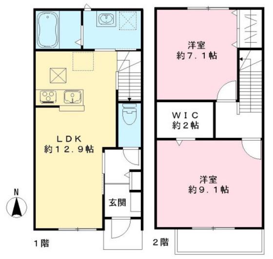ユアメゾン ル フォレ壱番館(2LDK/1階)の間取り写真