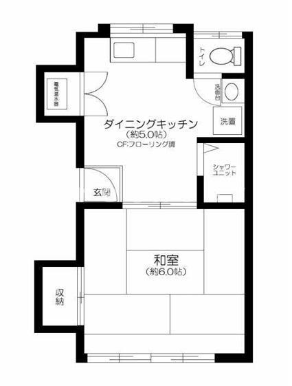 ときわ荘(1DK/2階)の間取り写真