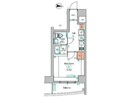 エストゥルースプラス両国(1K/4階)の間取り写真
