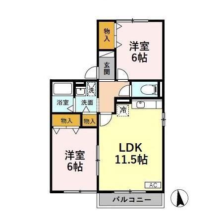 ブラン・セジュール(2LDK/1階)の間取り写真