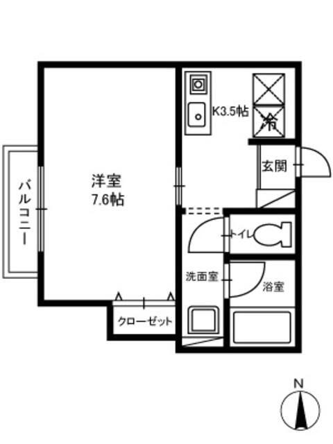 パセオ小杉(1K/2階)の間取り写真
