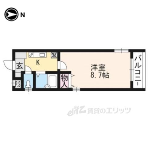 西陣の中(1K/2階)の間取り写真