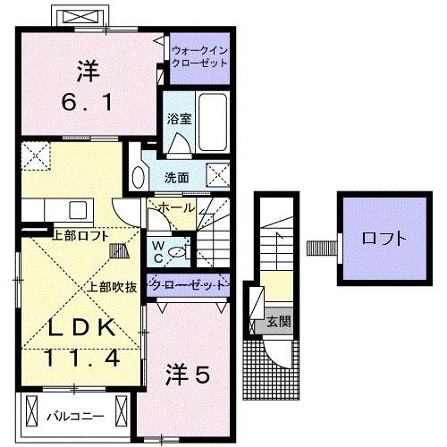 ARUVITA E(2LDK/2階)の間取り写真