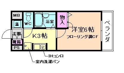 サンライト 八王寺(1K/2階)の間取り写真