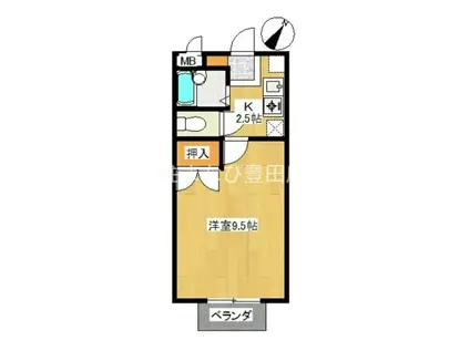 ハイツナカミチ2(1K/1階)の間取り写真