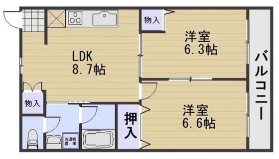 PRECIOUS-K(2LDK/2階)の間取り写真