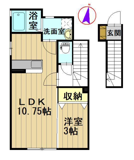サンセール田園(1LDK/2階)の間取り写真