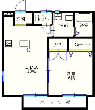 ハイツエソシマ(1LDK/2階)の間取り写真