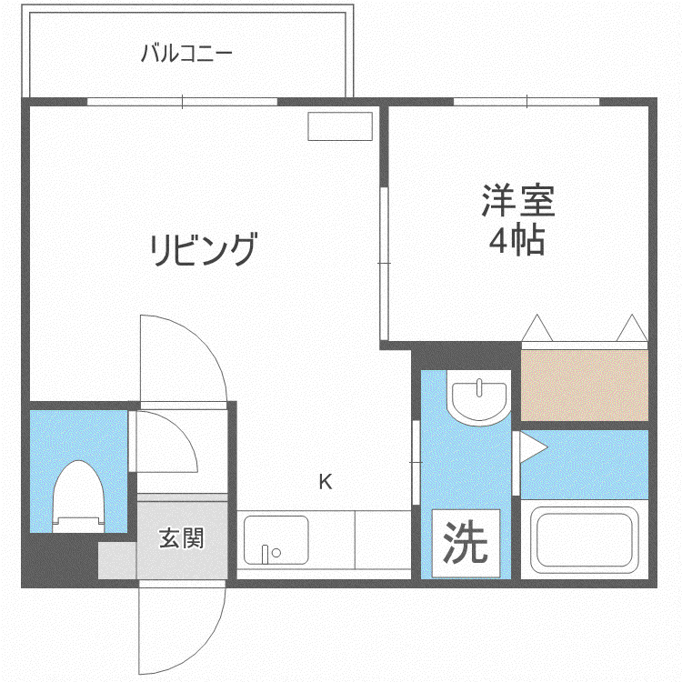 リリアーナ琴似(1LDK/2階)の間取り写真