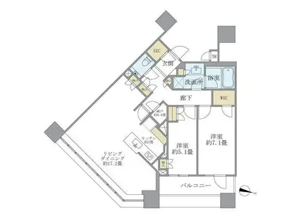 ブリリアタワーズ目黒(2LDK/23階)の間取り写真