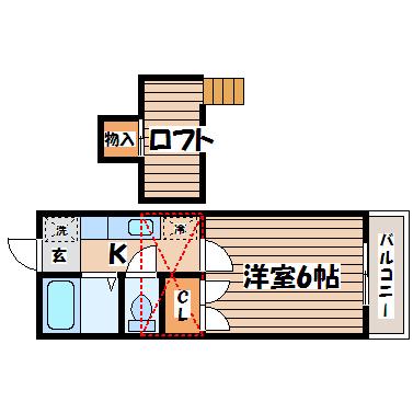アーバンシティ長命ヶ丘(1K/1階)の間取り写真