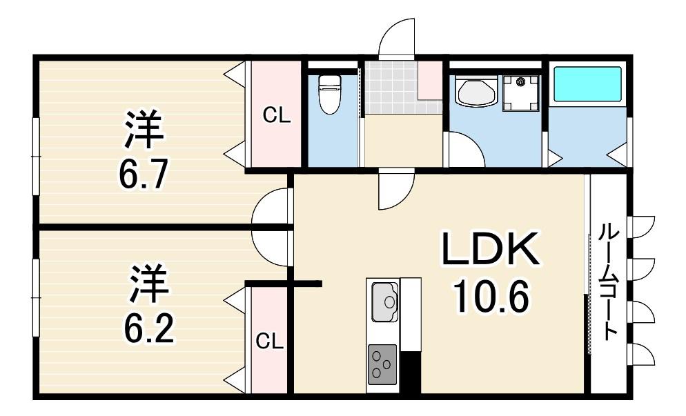 アズーロ垂水2(2LDK/1階)の間取り写真