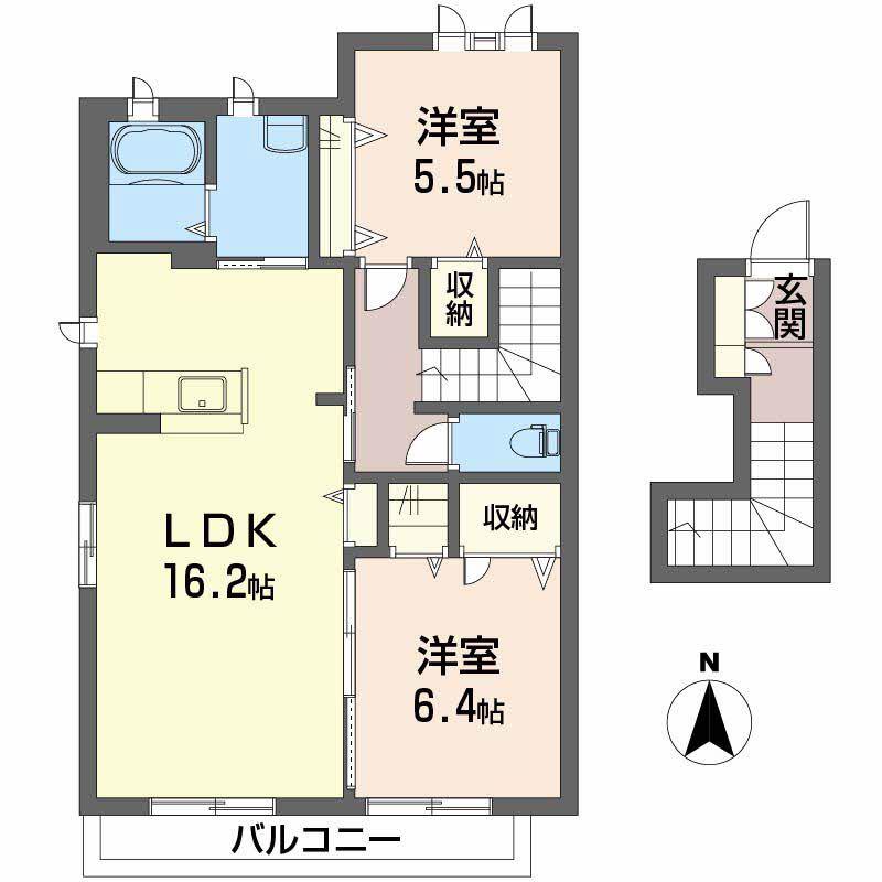 シャーメゾン西泉 B棟(2LDK/2階)の間取り写真