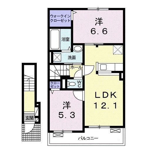 PERSIMO E(2LDK/2階)の間取り写真