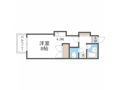 ティアラTRIPLEONEDEM(1K/2階)の間取り写真