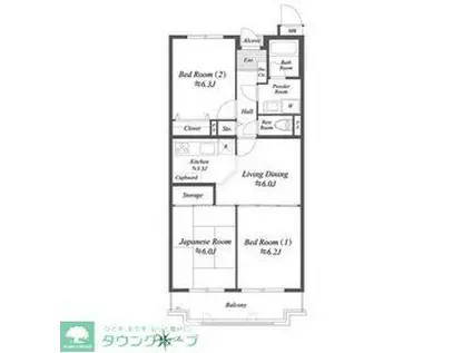 プレジデントミタマ(3LDK/3階)の間取り写真