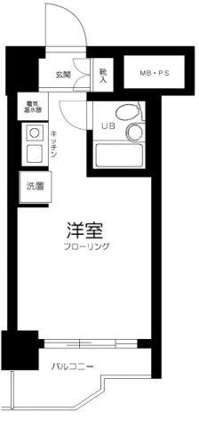 朝日多摩川プラザ(ワンルーム/6階)の間取り写真