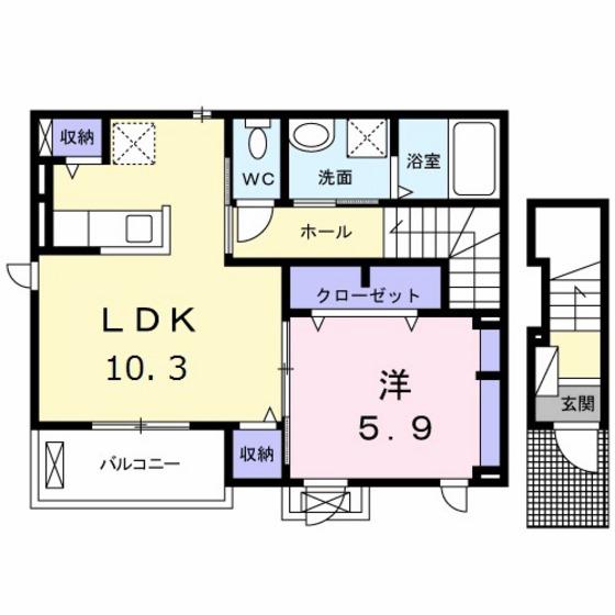オータム1(1LDK/2階)の間取り写真