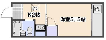 ハピネス三宅(1K/2階)の間取り写真