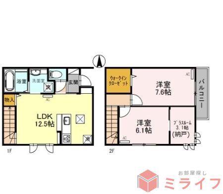 D-ROOMVERDE(2SLDK/1階)の間取り写真