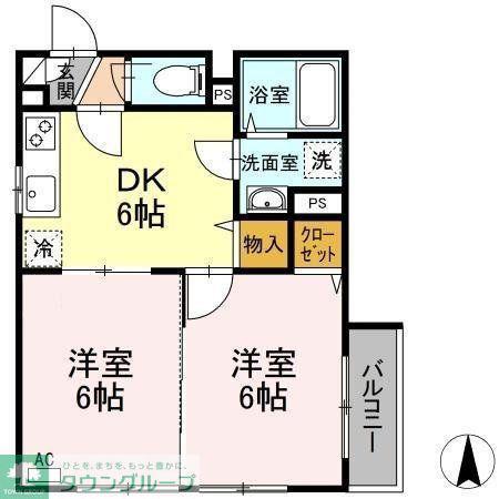 カーサニコル V(2DK/2階)の間取り写真