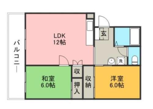 清水ハイツ(2LDK/1階)の間取り写真