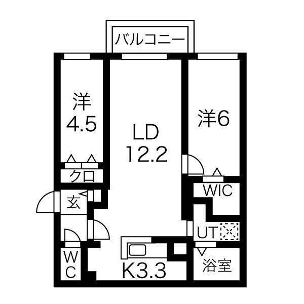 ブランシャール西線14条(2LDK/4階)の間取り写真