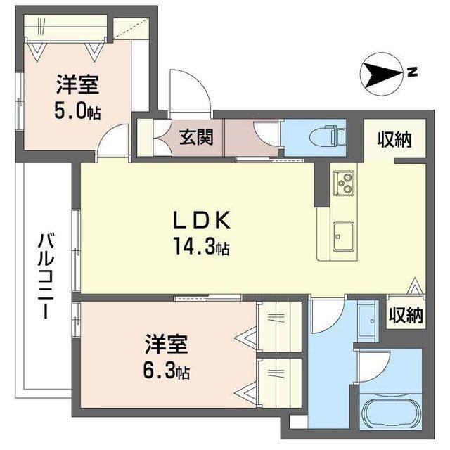 スプレンドーレ新金岡(2LDK/2階)の間取り写真