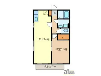 ラベーテII(1LDK/1階)の間取り写真