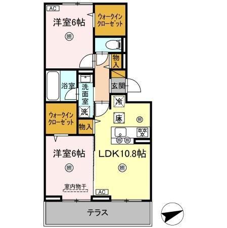 シャンティ(2LDK/1階)の間取り写真